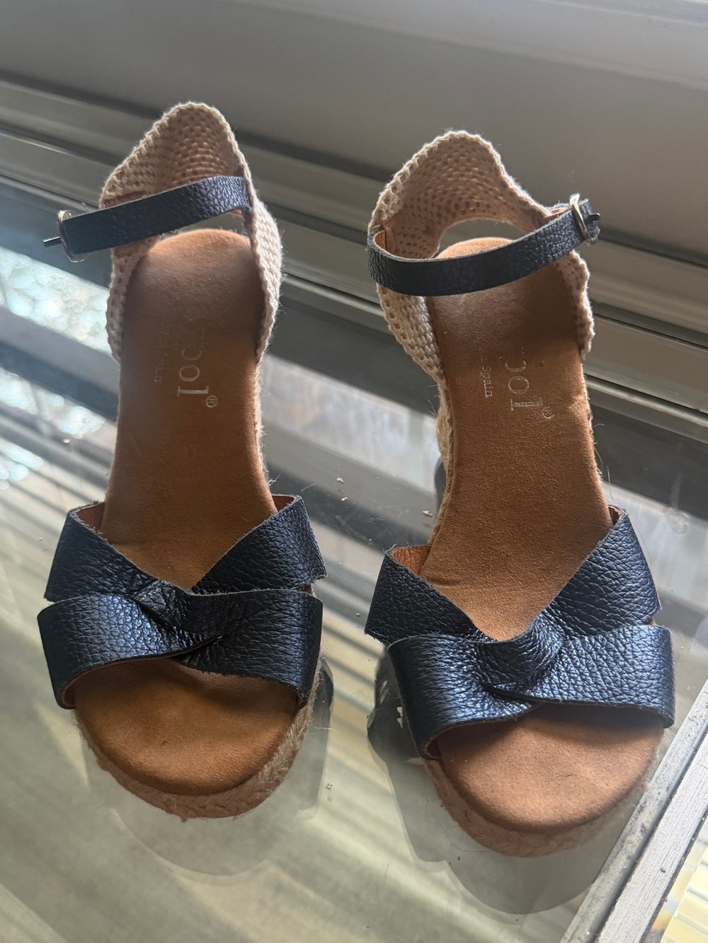 Navy Women's Espadrille Wedge Sandals with Ankle Strap